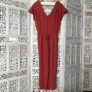 NWT ASOS Red Knit Deep V Neck Tie Waist Jumpsuit 10
